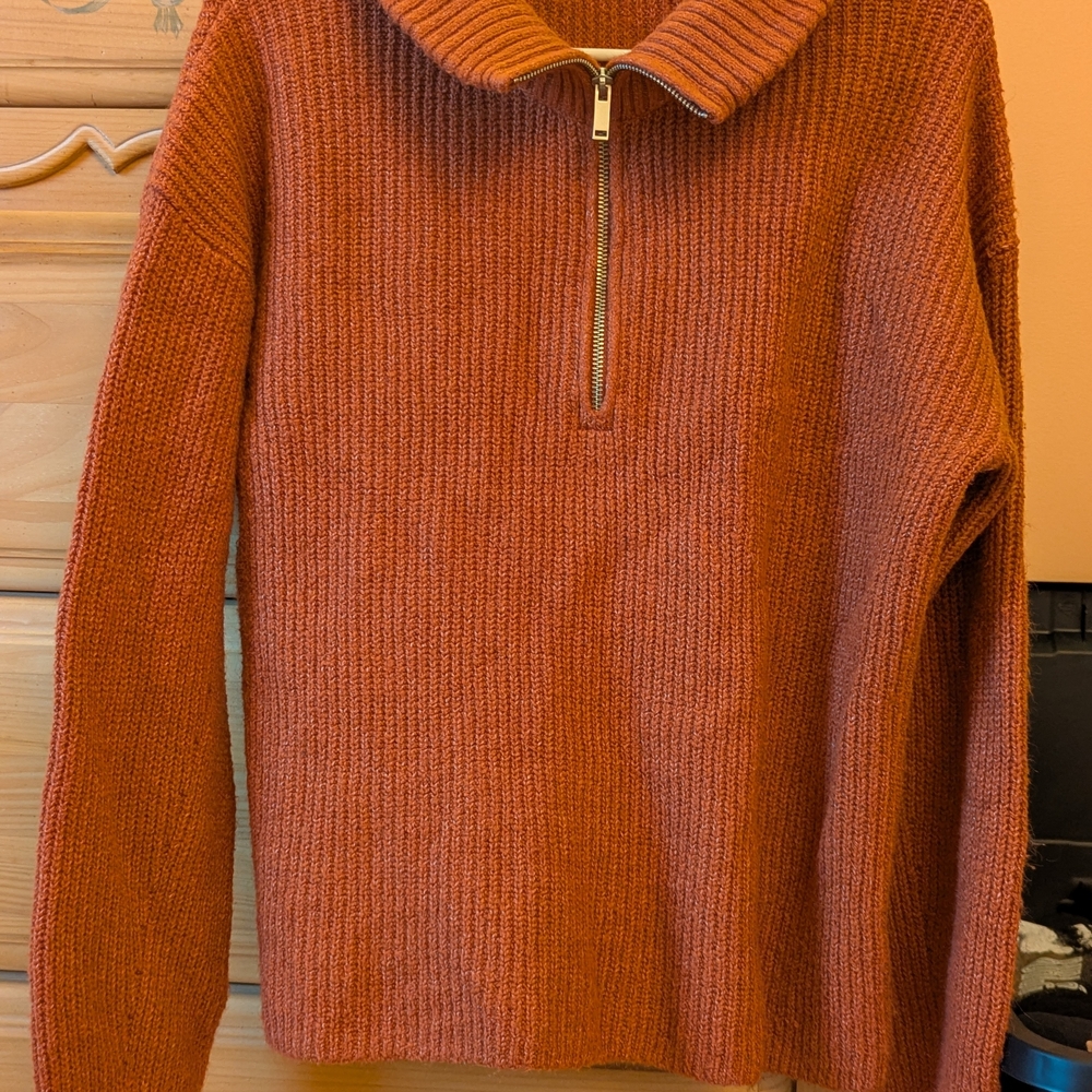 Old Navy Rust Orange Quarter Zip-Up Sweater